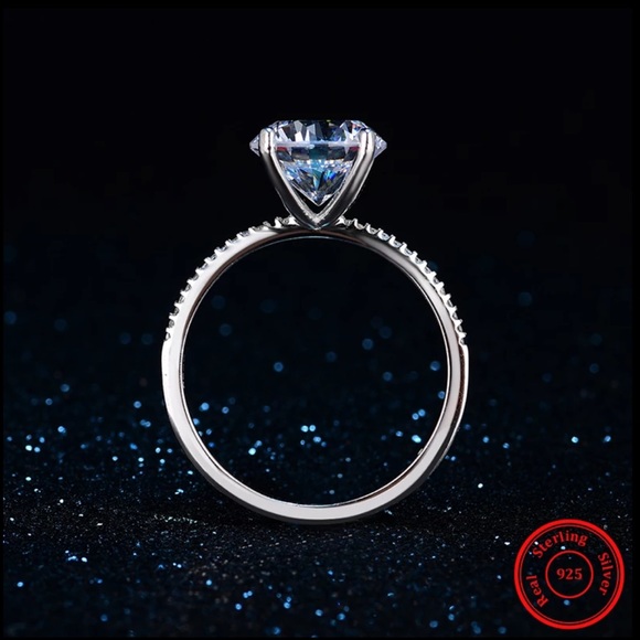 925 Sterling Silver 3 CT  Solitaire Ring - Picture 3 of 9